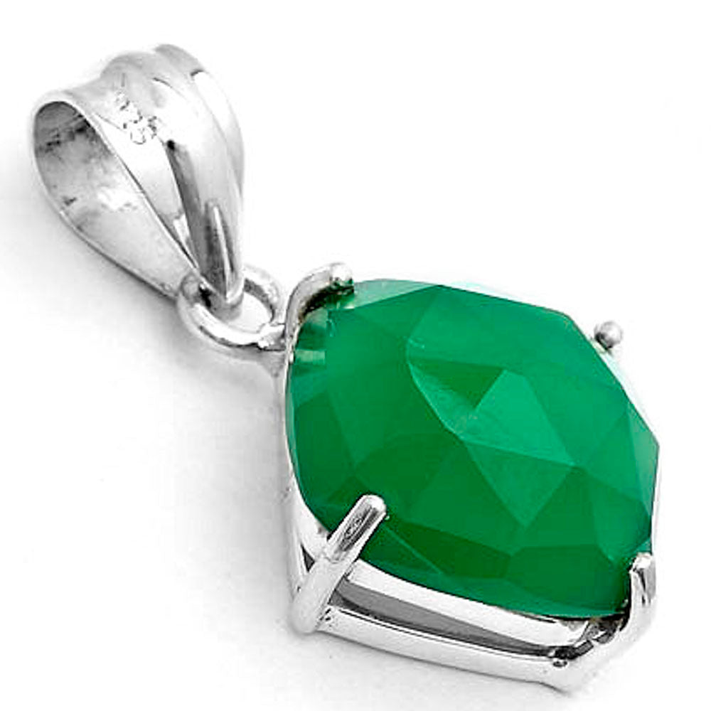 Faceted Natural Green Onyx Pendant P-1013 SDP123291