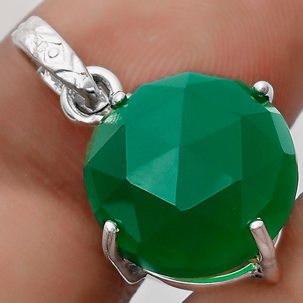 Faceted Natural Green Onyx Pendant P-1013 SDP123302