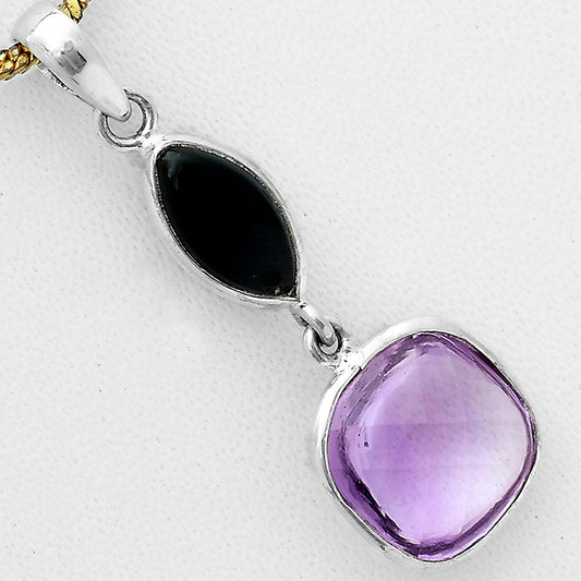 Faceted Amethyst Cab & Black Onyx Pendant P-1098 SDP123332