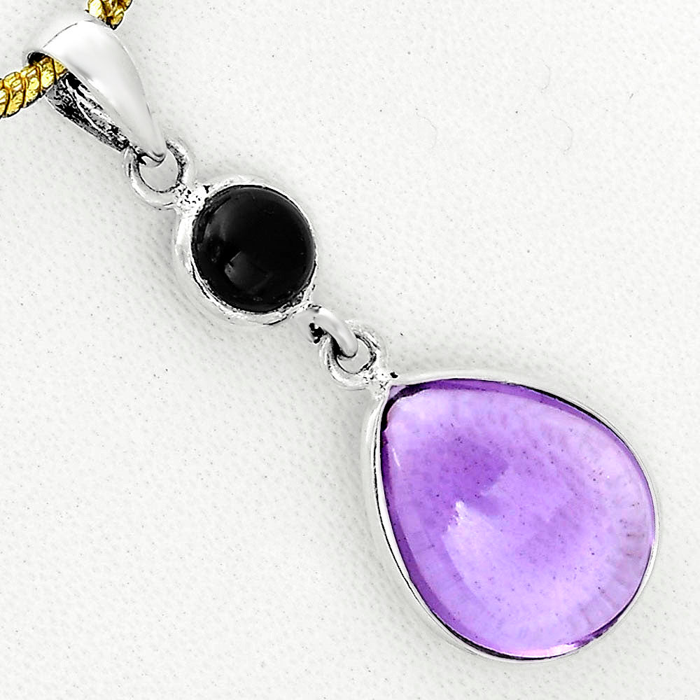 Amethyst Cab - Brazil & Black Onyx Pendant P-1098 SDP123352