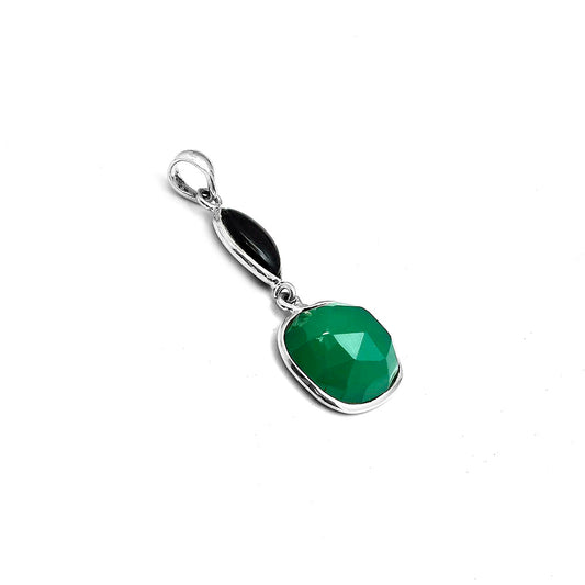 Faceted Natural Green Onyx & Black Onyx Pendant P-1098 SDP123359