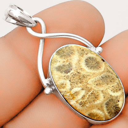 Natural Flower Fossil Coral Pendant P-1031 SDP123444