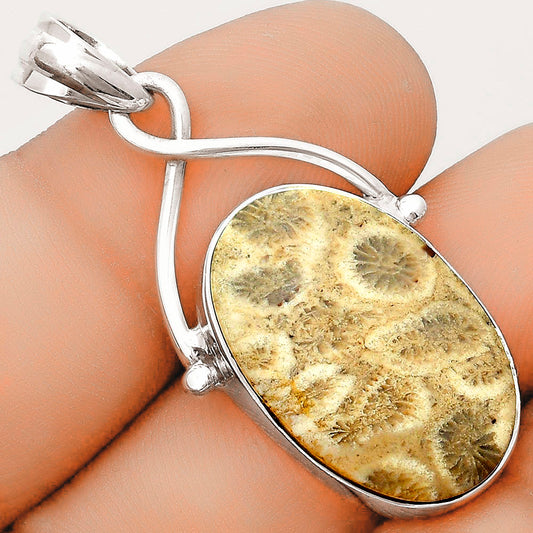 Natural Flower Fossil Coral Pendant P-1031 SDP123444