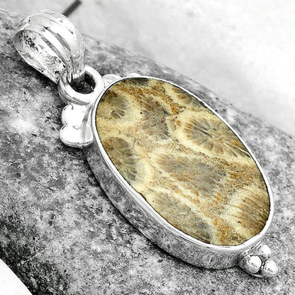 Natural Flower Fossil Coral Pendant P-1100 SDP123581