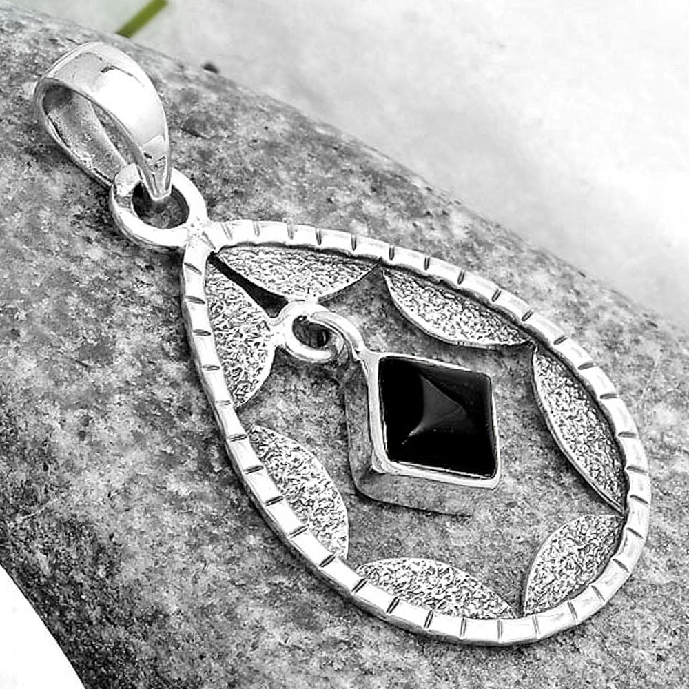 Natural Black Onyx - Brazil Pendant P-1478 SDP123685