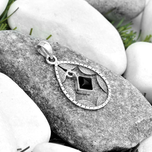 Natural Black Onyx - Brazil Pendant P-1478 SDP123685