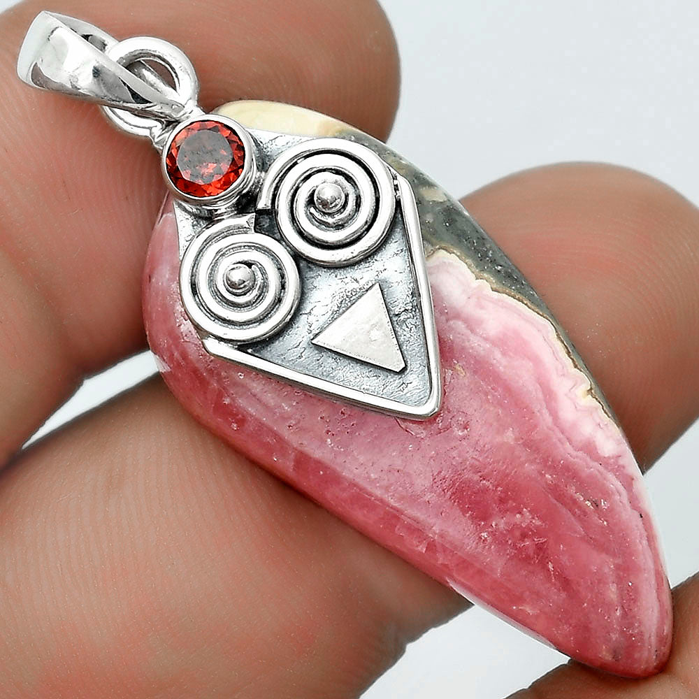 Rhodochrosite Argentina & Garnet Pendant P-1247 SDP123714
