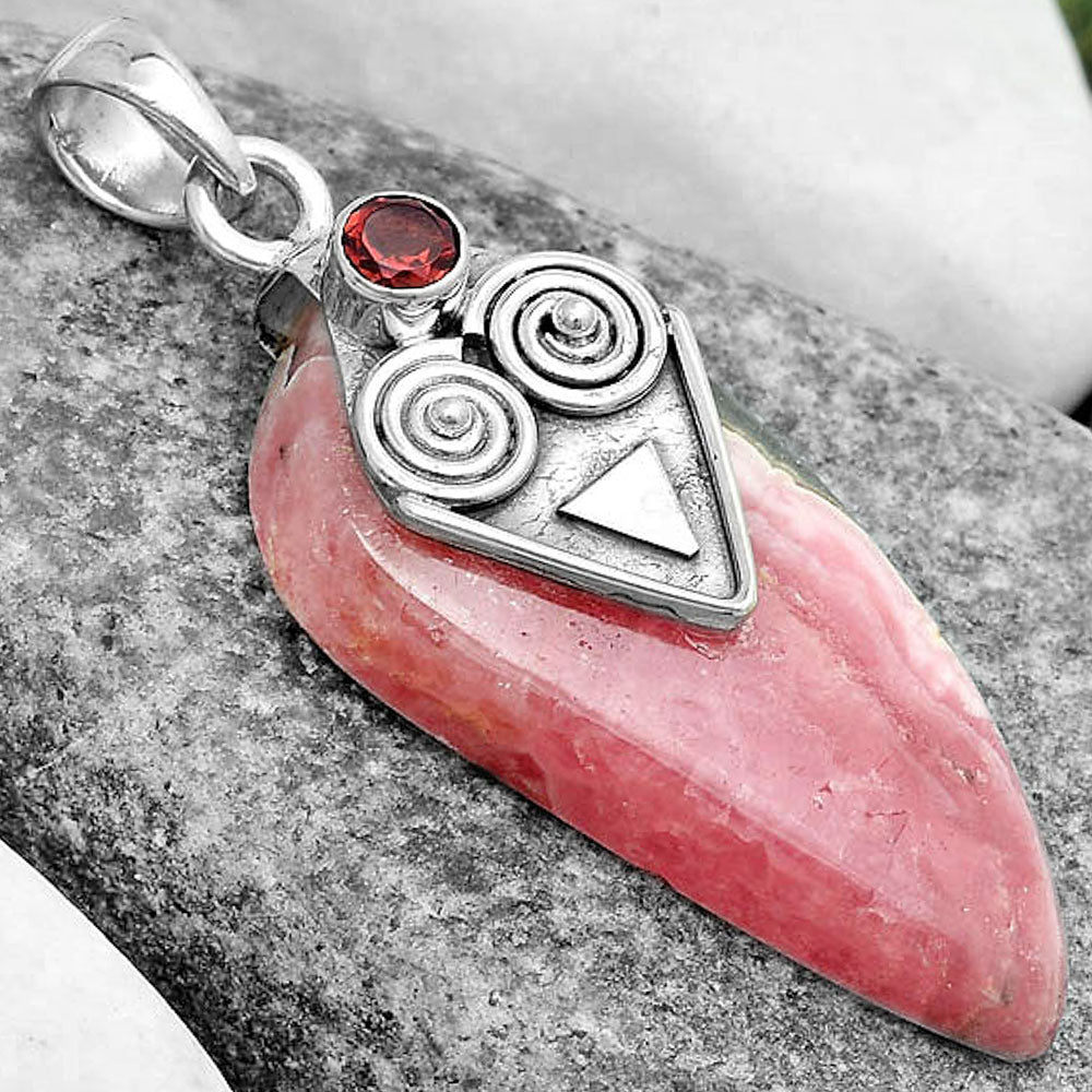 Rhodochrosite Argentina & Garnet Pendant P-1247 SDP123714