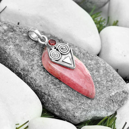 Rhodochrosite Argentina & Garnet Pendant P-1247 SDP123714