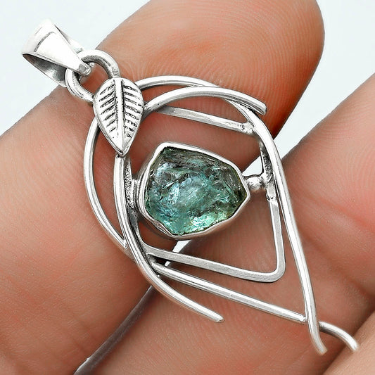 Natural Aqua Apatite Rough Madagascar Pendant P-1504 SDP123744