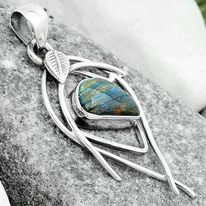 Natural Cyber Web Chrysocolla Stone Pendant P-1504 SDP123770