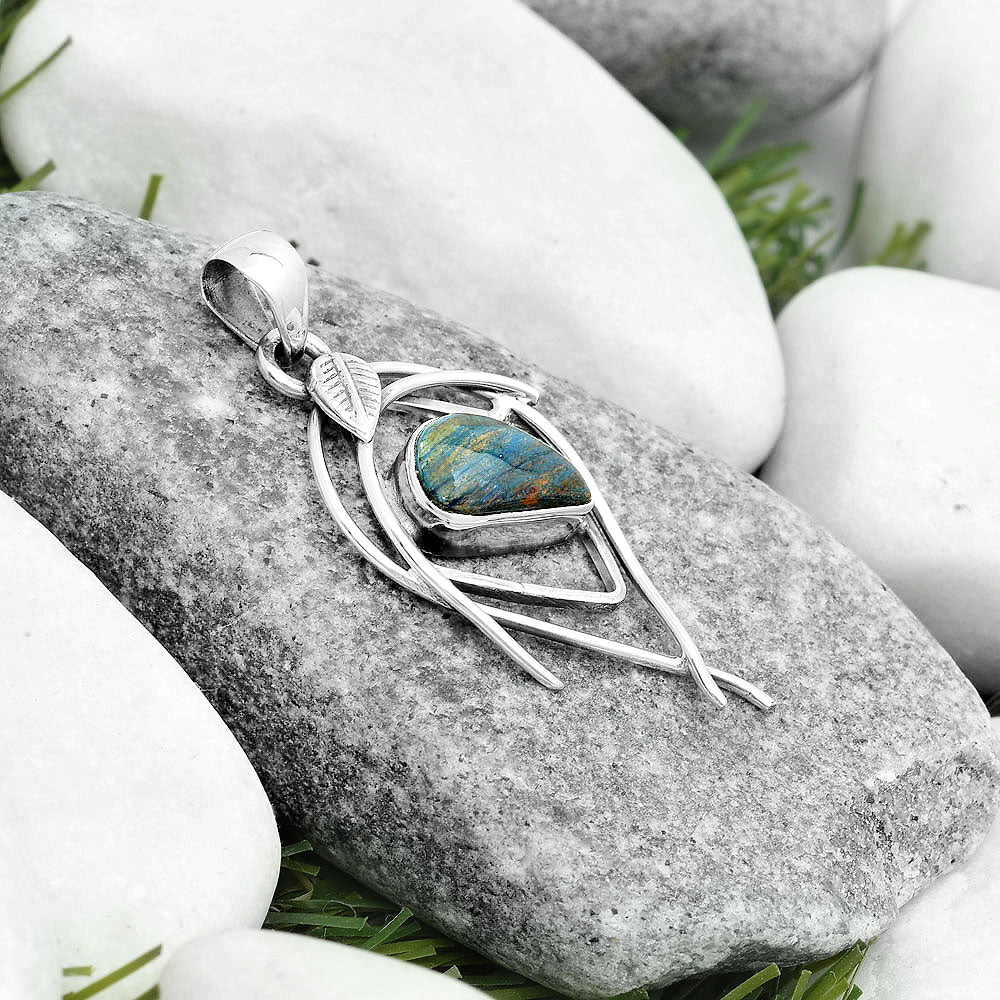 Natural Cyber Web Chrysocolla Stone Pendant P-1504 SDP123770