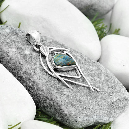 Natural Cyber Web Chrysocolla Stone Pendant P-1504 SDP123770