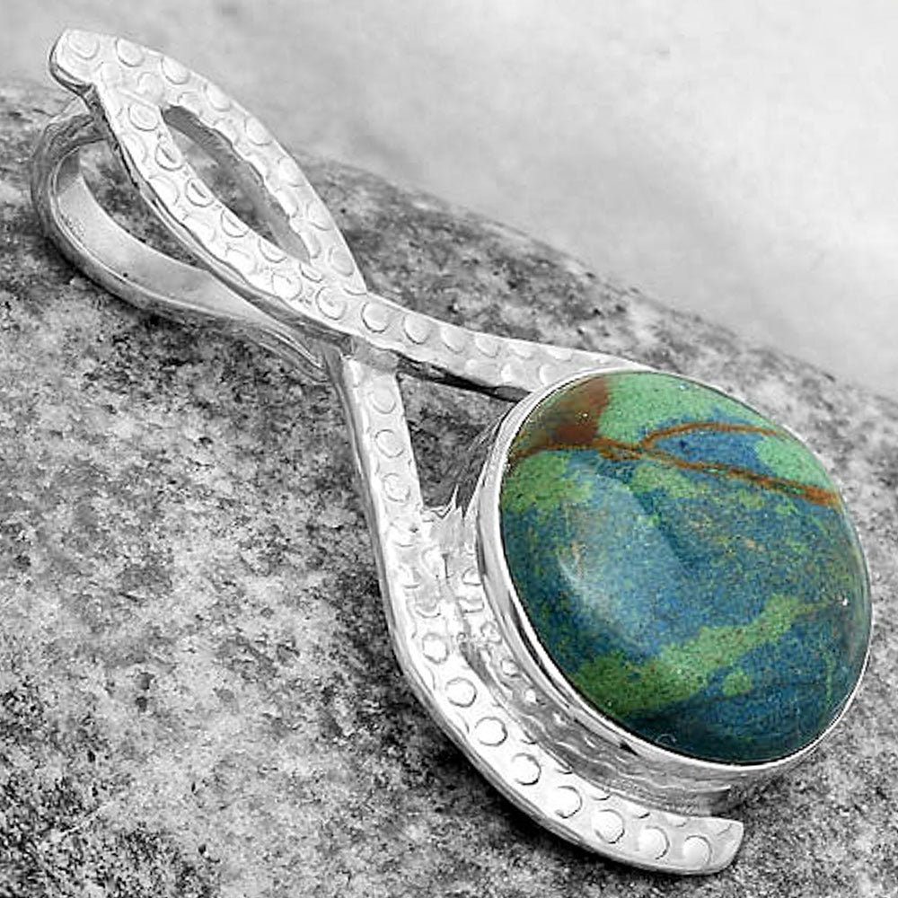 Natural Cyber Web Chrysocolla Stone Pendant P-1549 SDP123779
