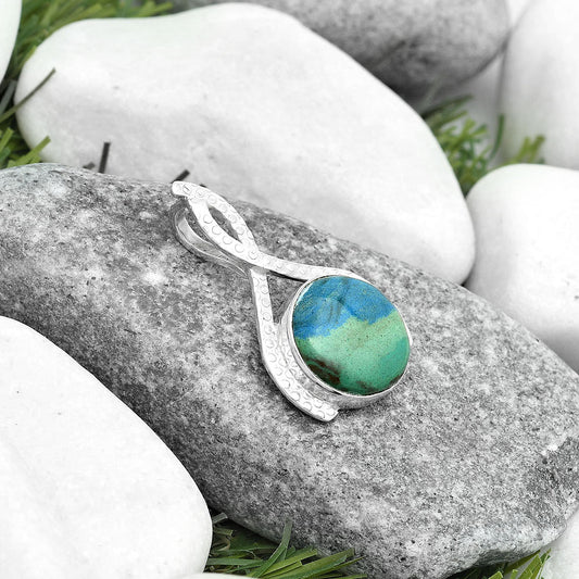 Natural Cyber Web Chrysocolla Stone Pendant P-1549 SDP123805