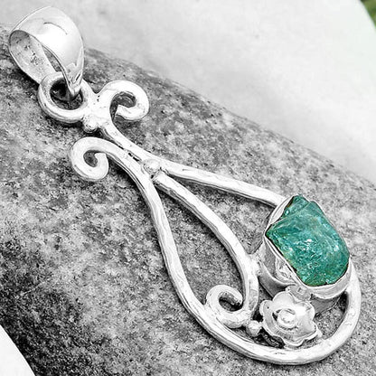 Natural Aqua Apatite Rough Madagascar Pendant P-1714 SDP123899