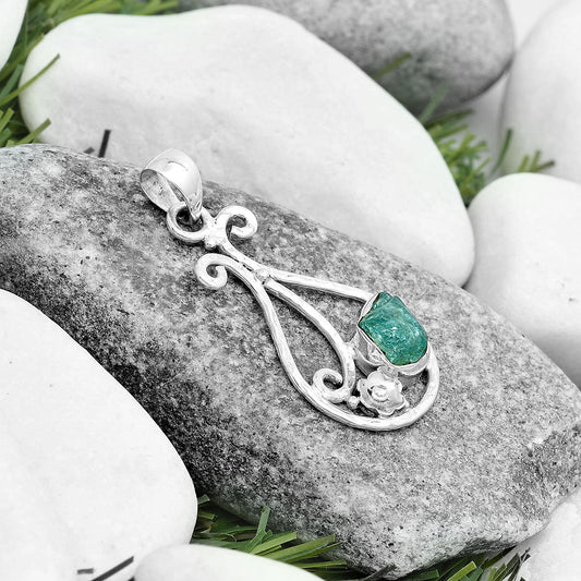 Natural Aqua Apatite Rough Madagascar Pendant P-1714 SDP123899