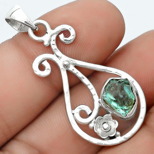 Natural Aqua Apatite Rough Madagascar Pendant P-1714 SDP123901