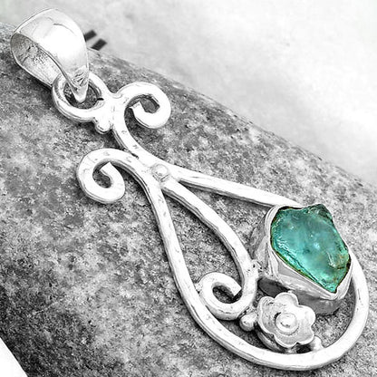 Natural Aqua Apatite Rough Madagascar Pendant P-1714 SDP123901