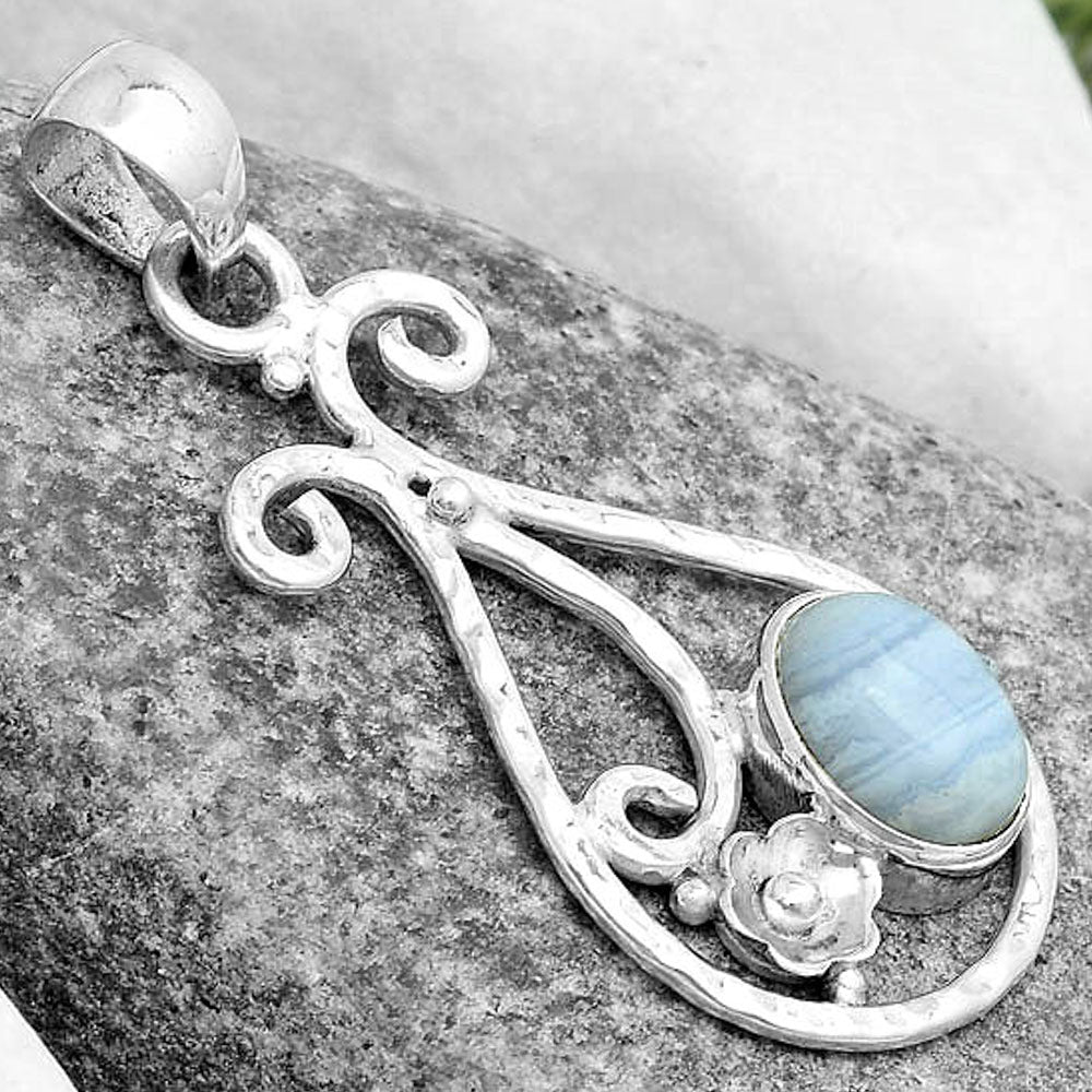 Natural Blue Lace Agate South Africa Pendant P-1714 SDP123902