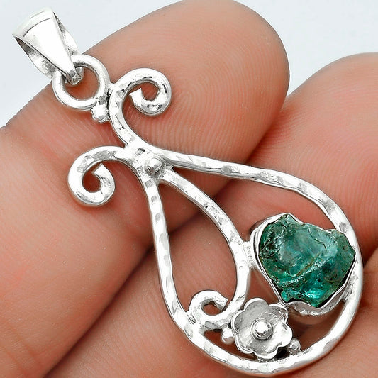 Natural Aqua Apatite Rough Madagascar Pendant P-1714 SDP123904