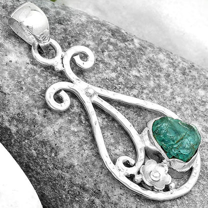 Natural Aqua Apatite Rough Madagascar Pendant P-1714 SDP123904
