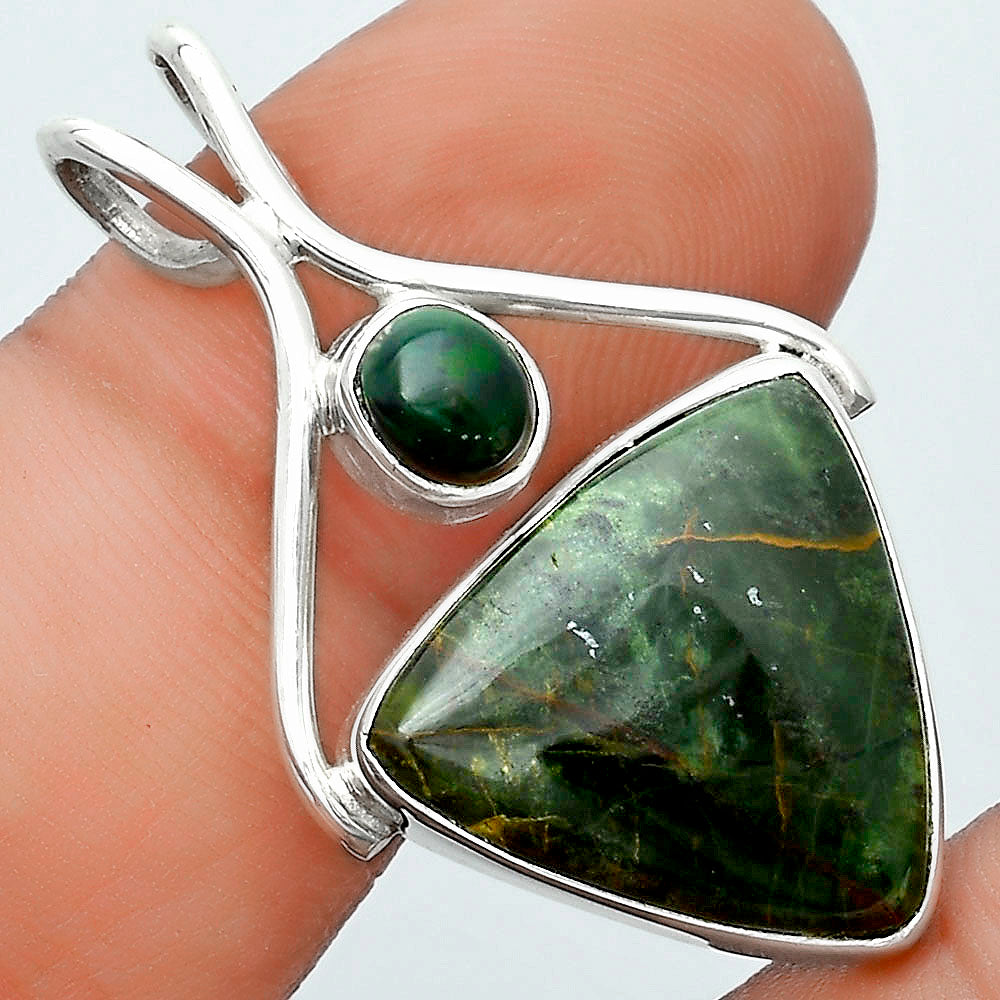 Turkish Rainforest Chrysocolla & Black Ethiopian Opal Pendant P-1038 SDP123925