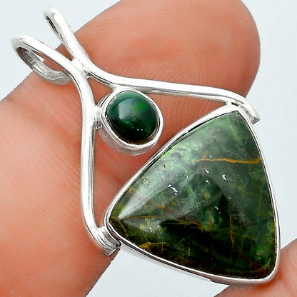 Turkish Rainforest Chrysocolla & Black Ethiopian Opal Pendant P-1038 SDP123925