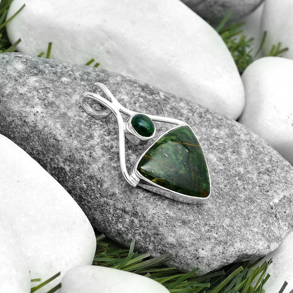 Turkish Rainforest Chrysocolla & Black Ethiopian Opal Pendant P-1038 SDP123925