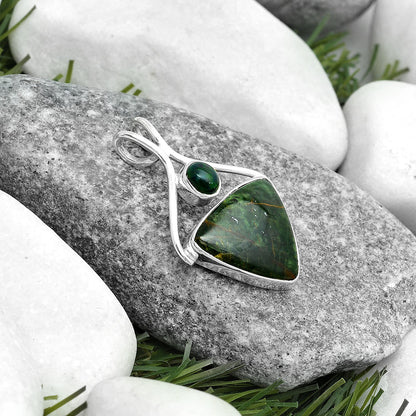 Turkish Rainforest Chrysocolla & Black Ethiopian Opal Pendant P-1038 SDP123925