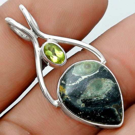 Natural Star Galaxy Jasper & Peridot Pendant P-1038 SDP123934