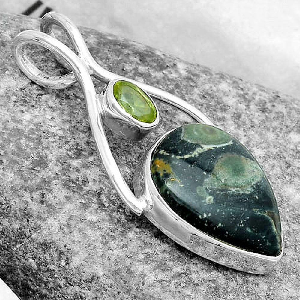 Natural Star Galaxy Jasper & Peridot Pendant P-1038 SDP123934