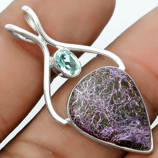 Natural Purpurite & Sky Blue Topaz Pendant P-1038 SDP123939