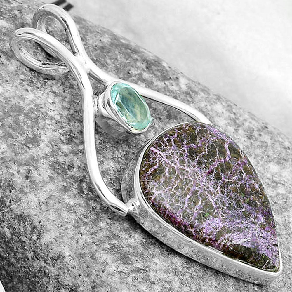 Natural Purpurite & Sky Blue Topaz Pendant P-1038 SDP123939