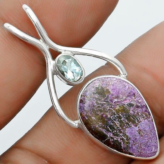 Natural Purpurite & Sky Blue Topaz Pendant P-1038 SDP123941