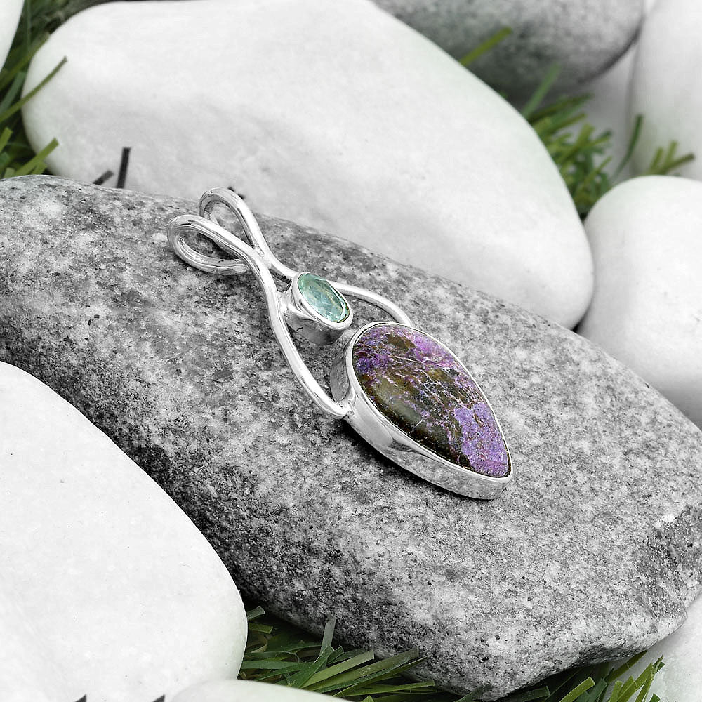 Natural Purpurite & Sky Blue Topaz Pendant P-1038 SDP123941