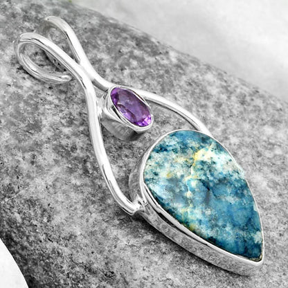 Blue Scheelite - Turkey & Amethyst Pendant P-1038 SDP123944