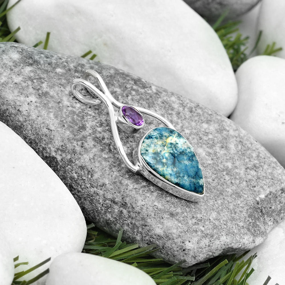 Blue Scheelite - Turkey & Amethyst Pendant P-1038 SDP123944