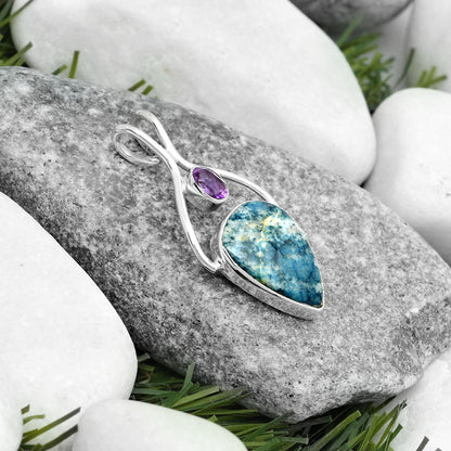 Blue Scheelite - Turkey & Amethyst Pendant P-1038 SDP123944