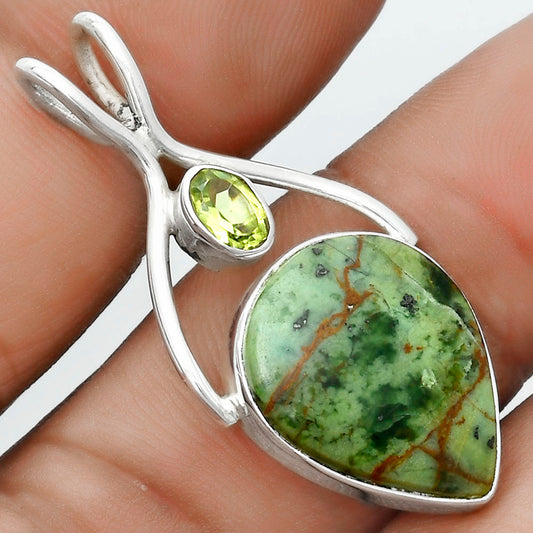 Natural Chrome Chalcedony & Peridot Pendant P-1038 SDP123955