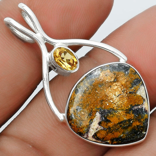 Natural Indian Blanket Jasper & Citrine Pendant P-1038 SDP123957