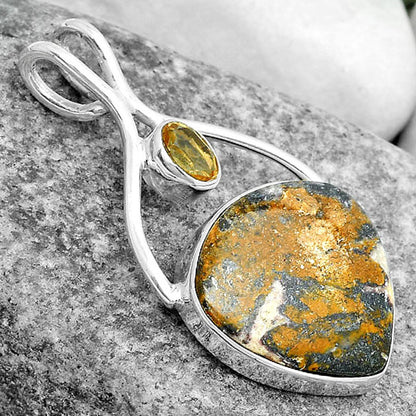Natural Indian Blanket Jasper & Citrine Pendant P-1038 SDP123957