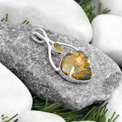 Natural Indian Blanket Jasper & Citrine Pendant P-1038 SDP123957