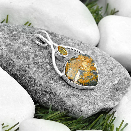 Natural Indian Blanket Jasper & Citrine Pendant P-1038 SDP123957