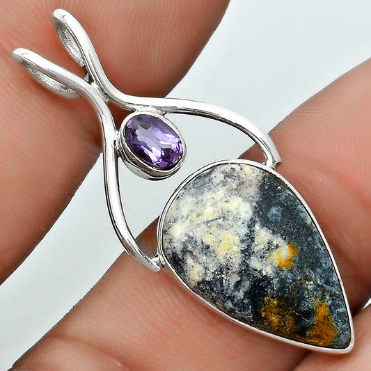 Indian Blanket Jasper & Amethyst Pendant P-1038 SDP123958