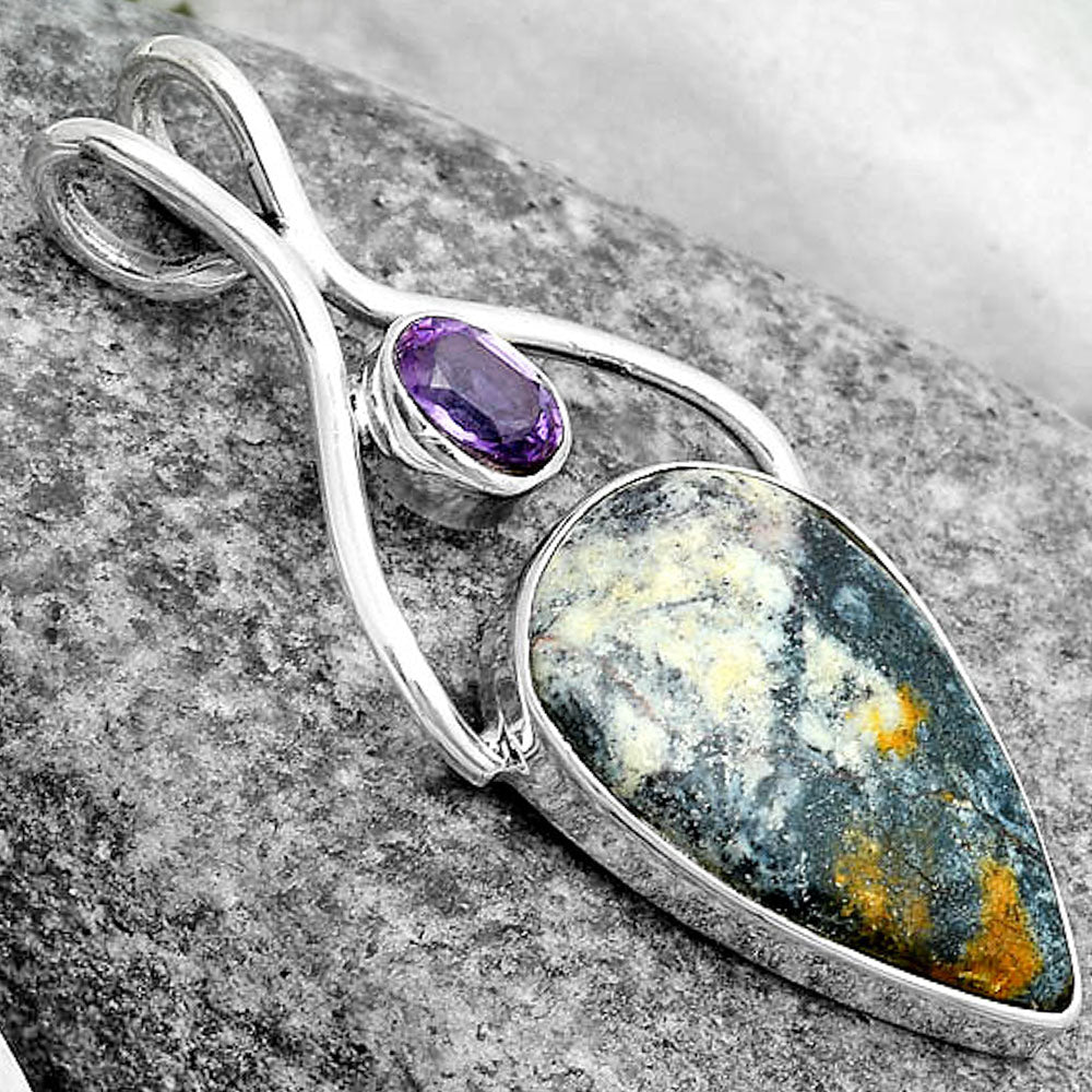 Indian Blanket Jasper & Amethyst Pendant P-1038 SDP123958