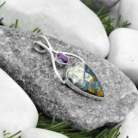 Indian Blanket Jasper & Amethyst Pendant P-1038 SDP123958