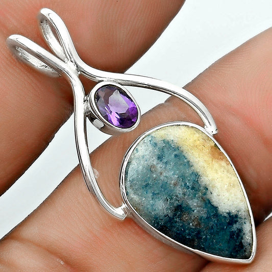Blue Scheelite - Turkey & Amethyst Pendant P-1038 SDP123963