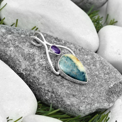 Blue Scheelite - Turkey & Amethyst Pendant P-1038 SDP123963