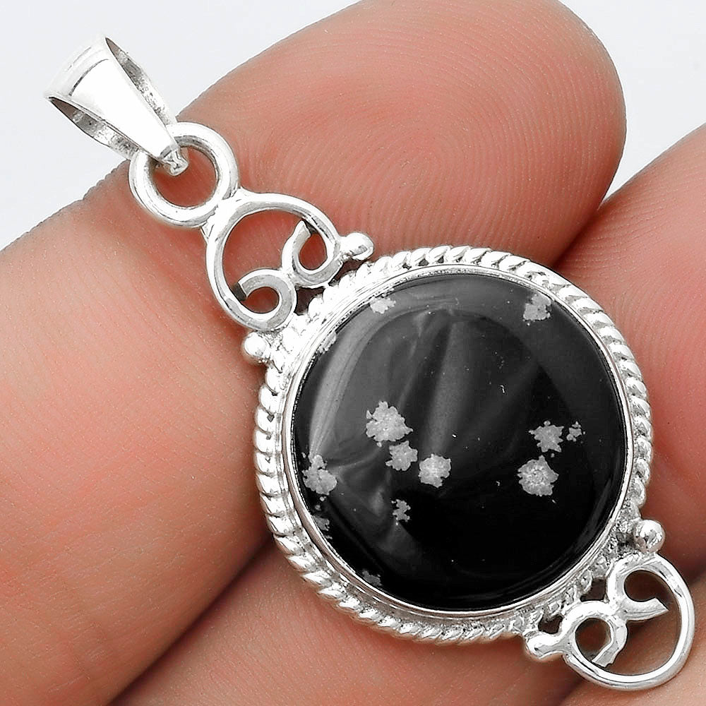 Natural Snow Flake Obsidian Pendant P-1696 SDP124038